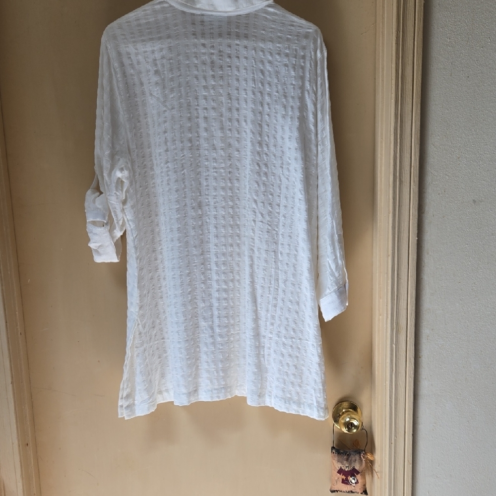 J. Jill White Gauze Blouse/Swim Cover Up In 100% Cotton - Picture 4 of 5